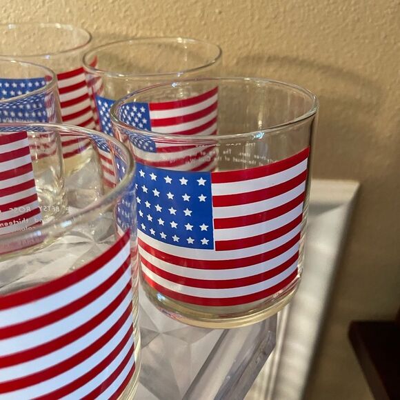 Libbey USA Flags with History on back Set of 8 Vintage Bar Glasses - Picture 5 of 16